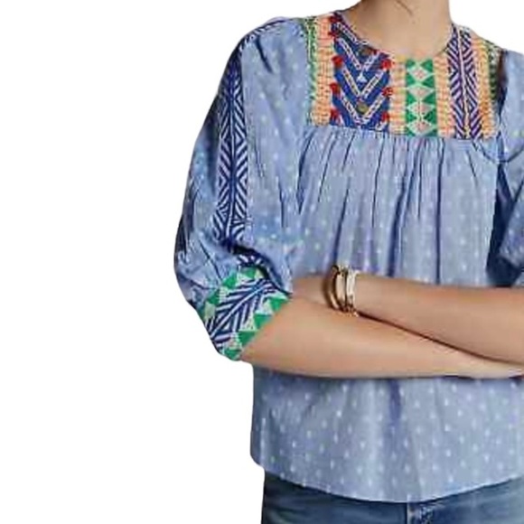 Anthropologie Tops - Anthropologie Verb Rhapsody Embroidered Blouse EUC Size M *Hard To Find Style*